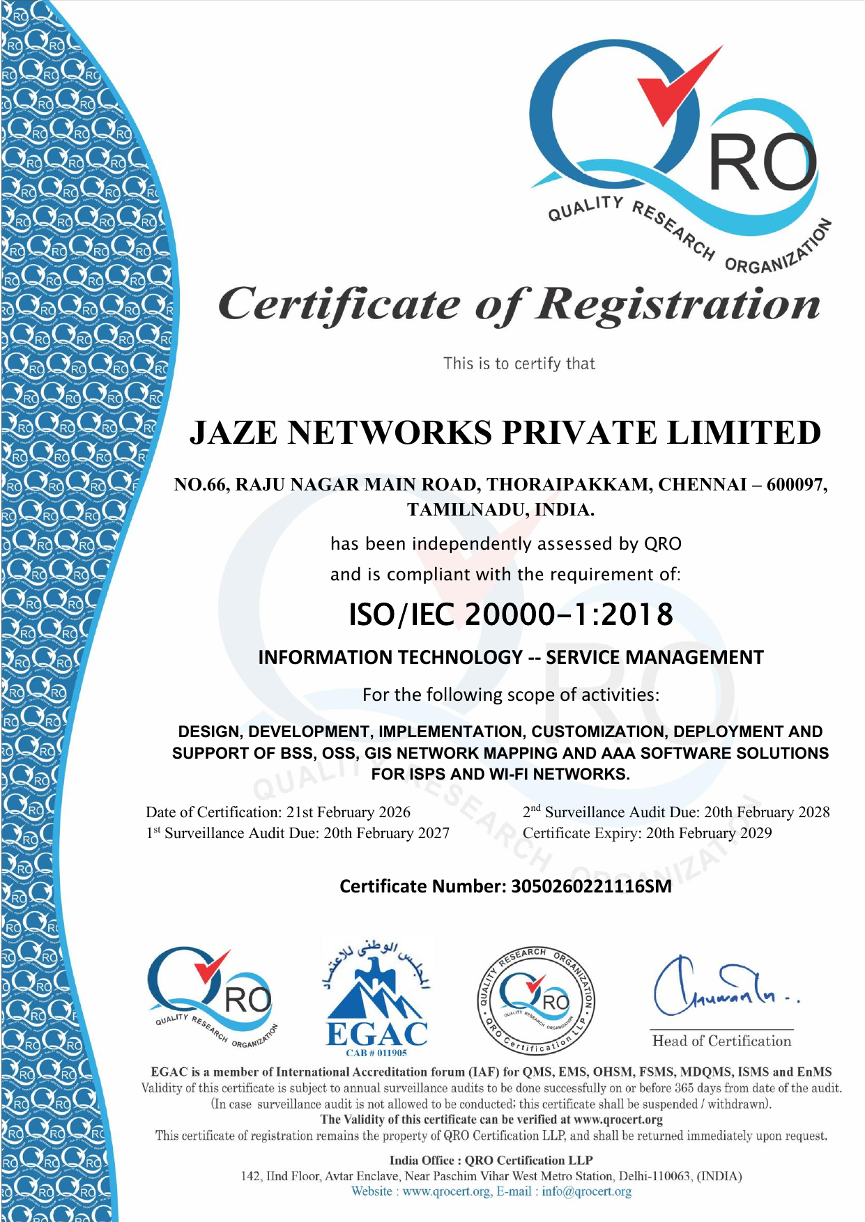 ISO/IEC 20000-1:2018 Certificate