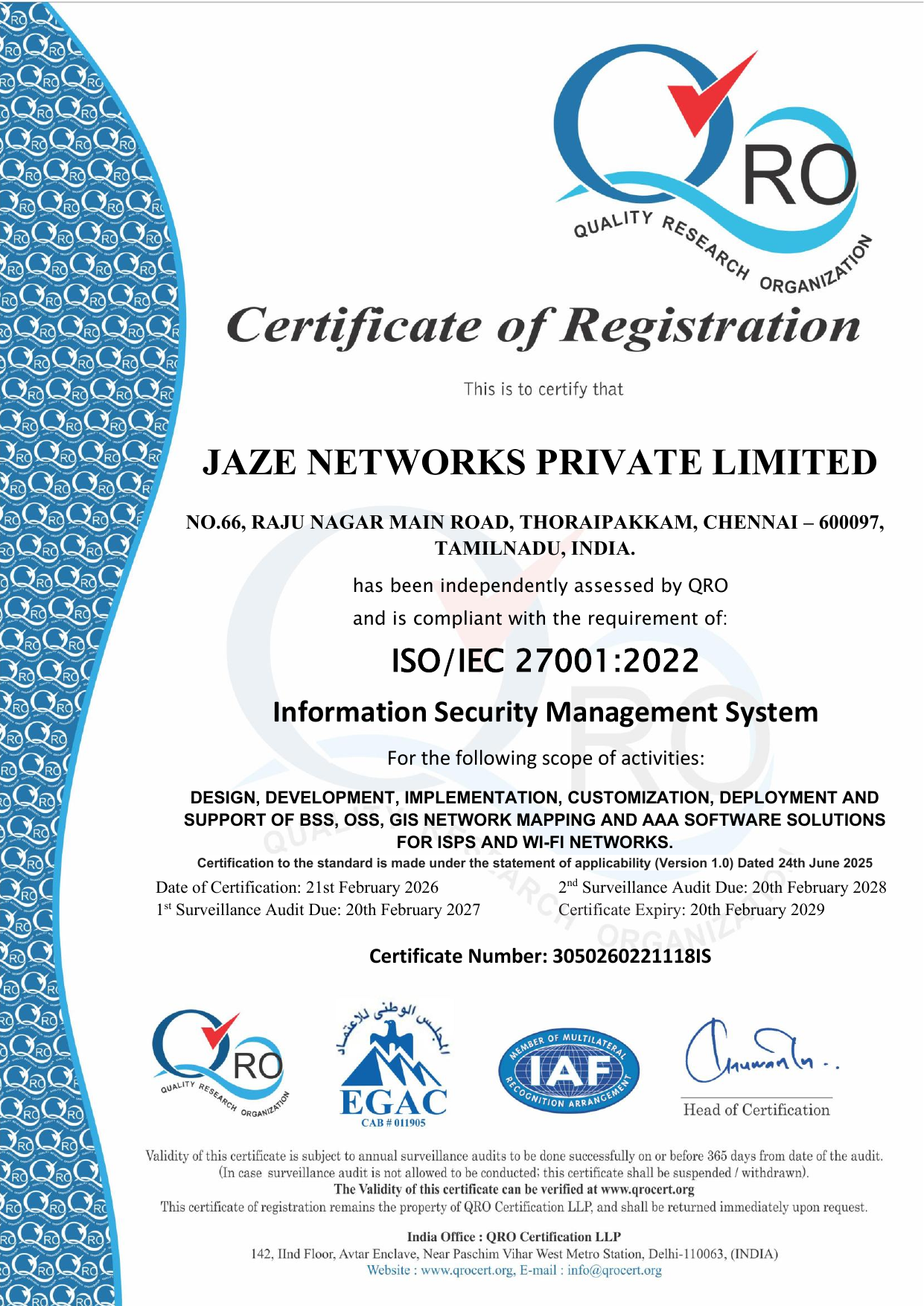 ISO/IEC 27001:2022 Certificate